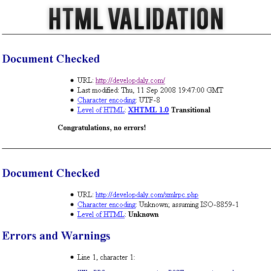 HTML Validation