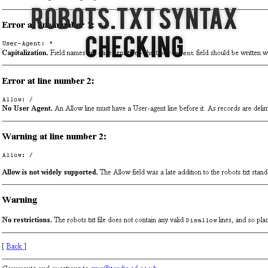 Robots Syntax Checking