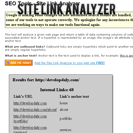 Site Link Analyzer